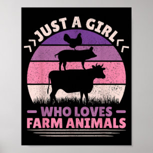 Poster Juste Une Fille Qui Aime Les Animaux Agricoles Aim