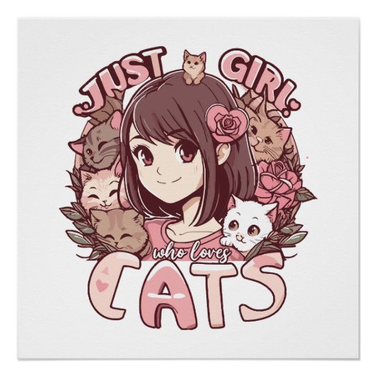 Poster juste une fille qui aime les chats (Devant)