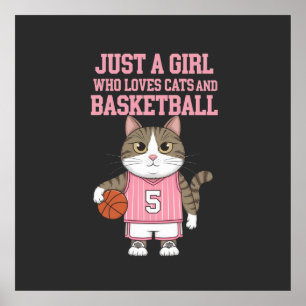 Poster Juste une fille qui aime les chats et le basket-ba