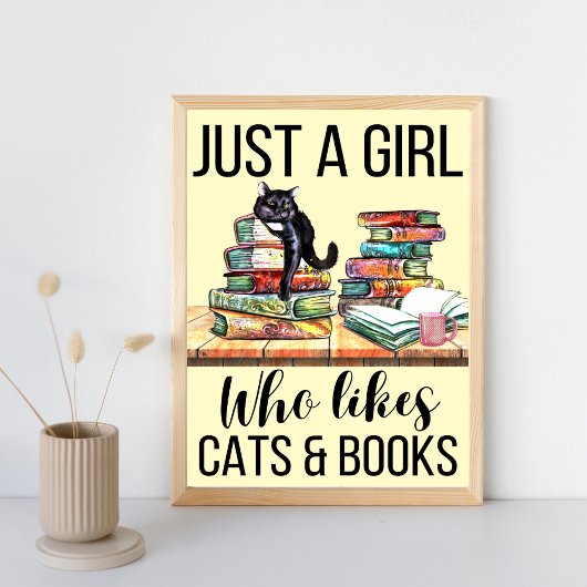 Poster Juste Une Fille Qui Aime Les Chats Et Les Livres