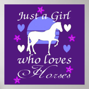 Poster Juste une fille qui aime les chevaux en violet