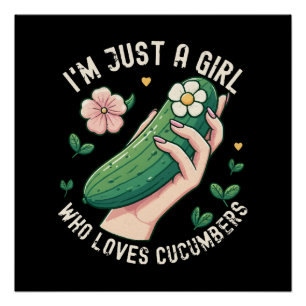 Poster Juste une fille qui aime les concombres - Végétari
