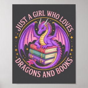 Poster Juste Une Fille Qui Aime Les Dragons Et Les Livres