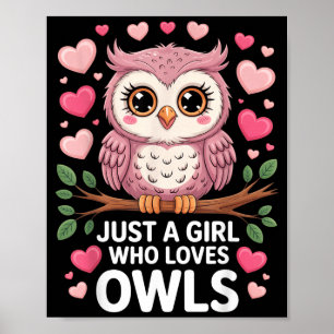 Poster Juste Une Fille Qui Aime Les Hiboux Mignon Amoureu