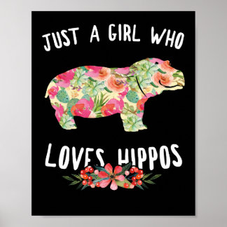 Poster Juste Une Fille Qui Aime Les Hippopotames Floraux