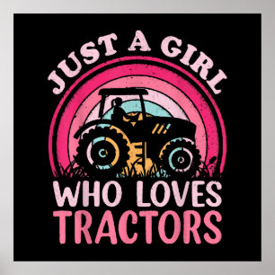 Poster Juste Une Fille Qui Aime Les Tracteurs