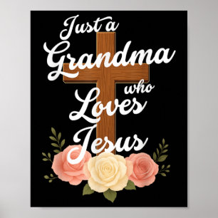 Poster Juste une grand-mère qui aime Jésus Croix chrétien