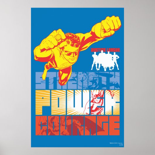 Poster Justice League Strength. Le pouvoir. Courage. Cara (Devant)