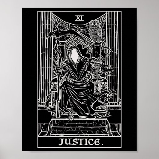 Poster Justice Tarot Card Grim Reaper Halloween Goth Horr (Devant)