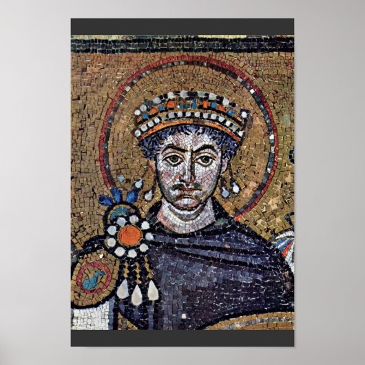 Poster Justinian I, San Vitale (Ravenne) Chorale Mosaïque (Devant)