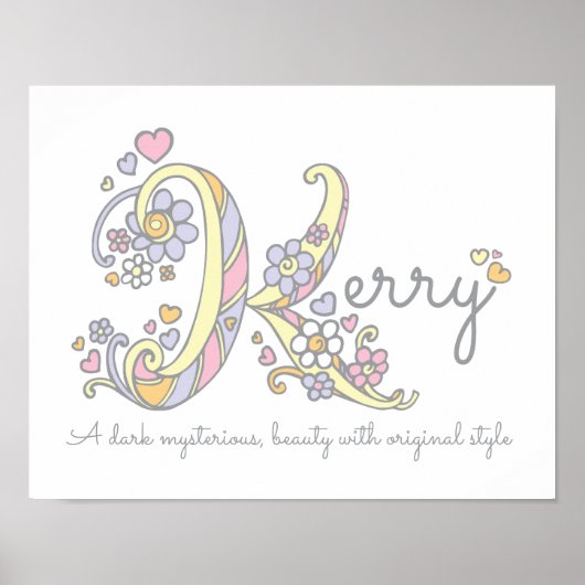 Poster K monogramme art Kerry filles nom signifiant affic (Devant)