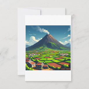 Poster Kaapverdië - Vulkaan en tropische landschap