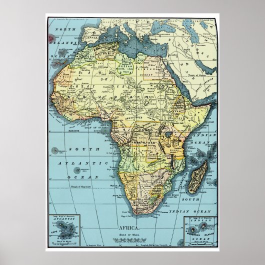 Poster kaart Afrika 1890 (Voorkant)