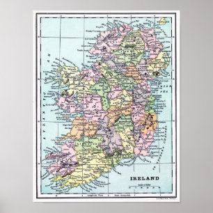 Poster - Kaart van Ierland