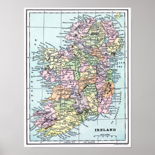 Poster - Kaart van Ierland (Voorkant)