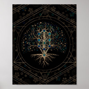 Poster Kabbalah The Tree of Life Marble and Gold