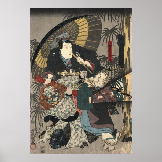 Poster Kabuki Acteurs Triptych 1847 gauche (Devant)