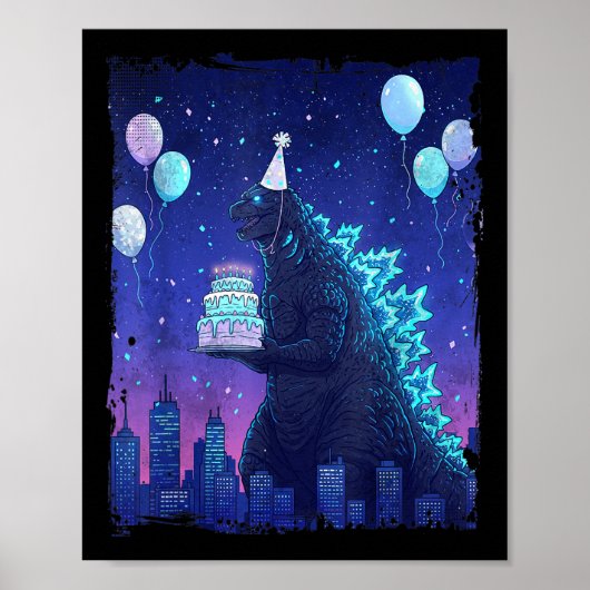 Poster Kaiju fête d'anniversaire Japon Monster Son annive (Devant)