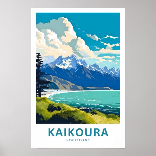 Poster Kaikoura New Zealand Travel Print (Devant)
