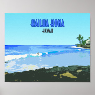 Poster Kailua Kona Big Island Hawaii Vintage