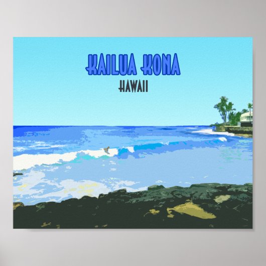 Poster Kailua Kona Big Island Hawaii Vintage (Devant)