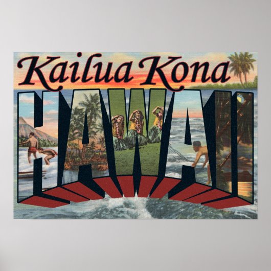 Poster Kailua Kona, Hawaii - Scènes de grandes lettres (Devant)