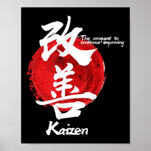 Poster Kaizen Japonais Améliorer Coffre de concept Callig