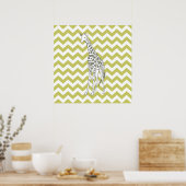 Poster Kaki Safari Chevron avec Pop Art Giraffe (Cuisine)
