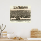 Poster Kalamazoo, MI Carte panoramique - 1883 (Cuisine)