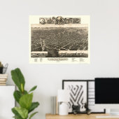 Poster Kalamazoo, MI Carte panoramique - 1883 (Bureau à domicile)