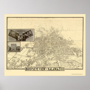 Poster Kalamazoo, MI Carte panoramique - 1908