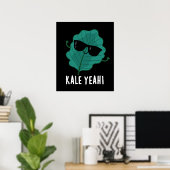 Poster Kale Ouais Funny Veggie Pun Dark BG (Bureau à domicile)