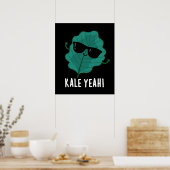 Poster Kale Ouais Funny Veggie Pun Dark BG (Cuisine)