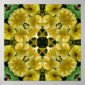 Poster Kaleidoscope à fleurs de Primrose jaune (Devant)