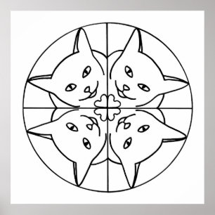 Poster Kaleidoscope de chats amoureux des chats cœurs aff