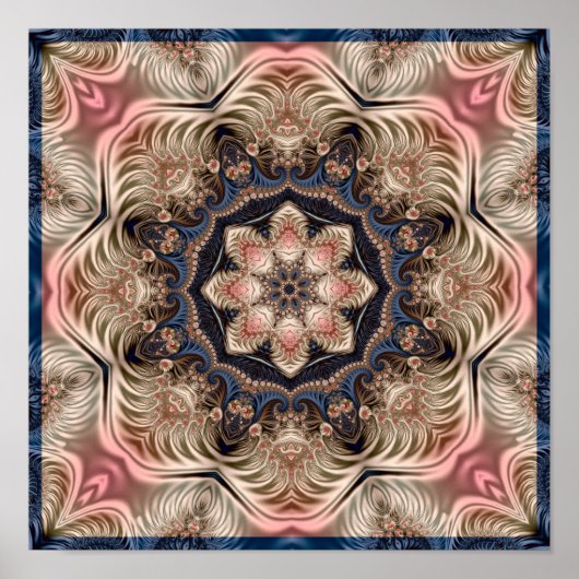 Poster Kaleidoscope de fleur fractale (Devant)