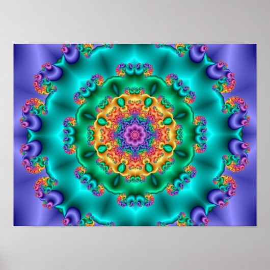 Poster Kaléidoscope de fleurs pastel (Devant)