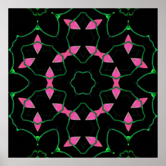 Poster Kaleidoscope Émeraude et Rose (Devant)