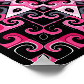 Poster Kaleidoscope étoile rose et noir (Coin)
