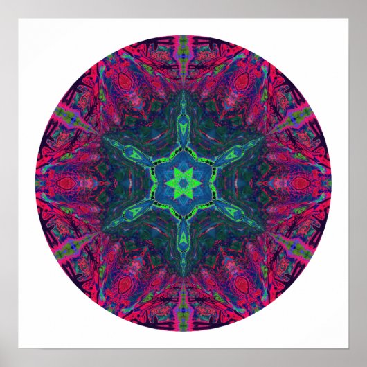 Poster Kaleidoscopic Snowflake Mandala 2 (Devant)