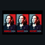 Poster Kamala Harris 2024 Pop Art Triptych History<br><div class="desc">Kamala Harris 2024 Campagne électorale affiche pop art style du candidat en triptyque avec un texte. Parfait pour soutenir le démocrate Kamala Harris à la présidence.</div>