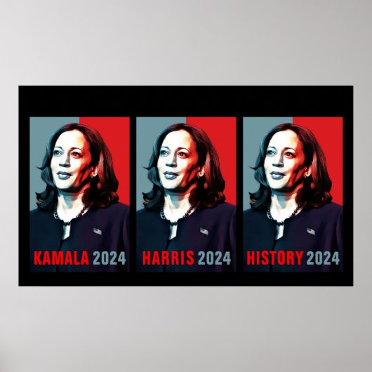 Poster Kamala Harris 2024 Pop Art Triptych History (Devant)
