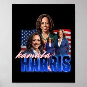 Poster Kamala Harris American Flag Redémarrage
