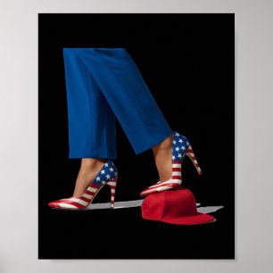 Poster Kamala Harris Avec De Hauts Talons Sur Le Casquett