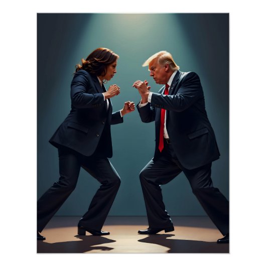Poster Kamala Harris Donald Trump Combattre 2024 (Devant)
