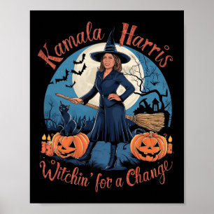 Poster Kamala Harris Halloween Witch cite les élections d