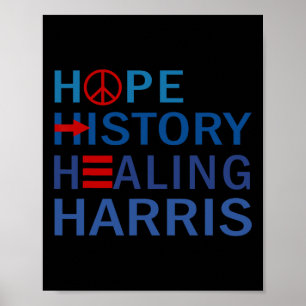 Poster Kamala Harris Hope History Healing Harris Walz 202