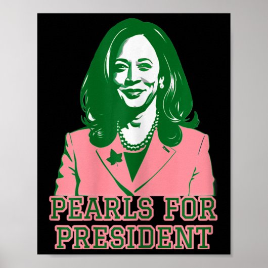 Poster Kamala Harris Pink & ; Green Presidential Run F (Devant)