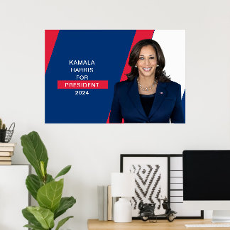 Poster Kamala Harris Pour Président 2024 Rouge Blanc & Bl