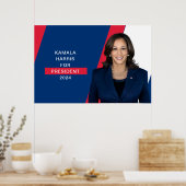 Poster Kamala Harris Pour Président 2024 Rouge Blanc & Bl (Cuisine)